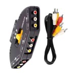 Video Switch Box with 3 Inputs and 1 Output, Black HDMI Splitter, Compatible with Gaming Consoles and Home Theater Systems